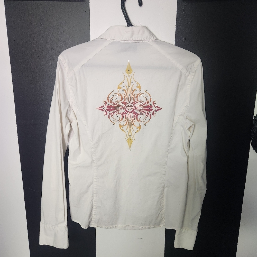 Harley-Davidson White Button Shirt
